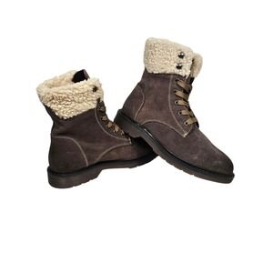 Band of Gypsies Dillon Gray Fleece Cuff Lace Up Women's Bootie Boots Size 10 NEW